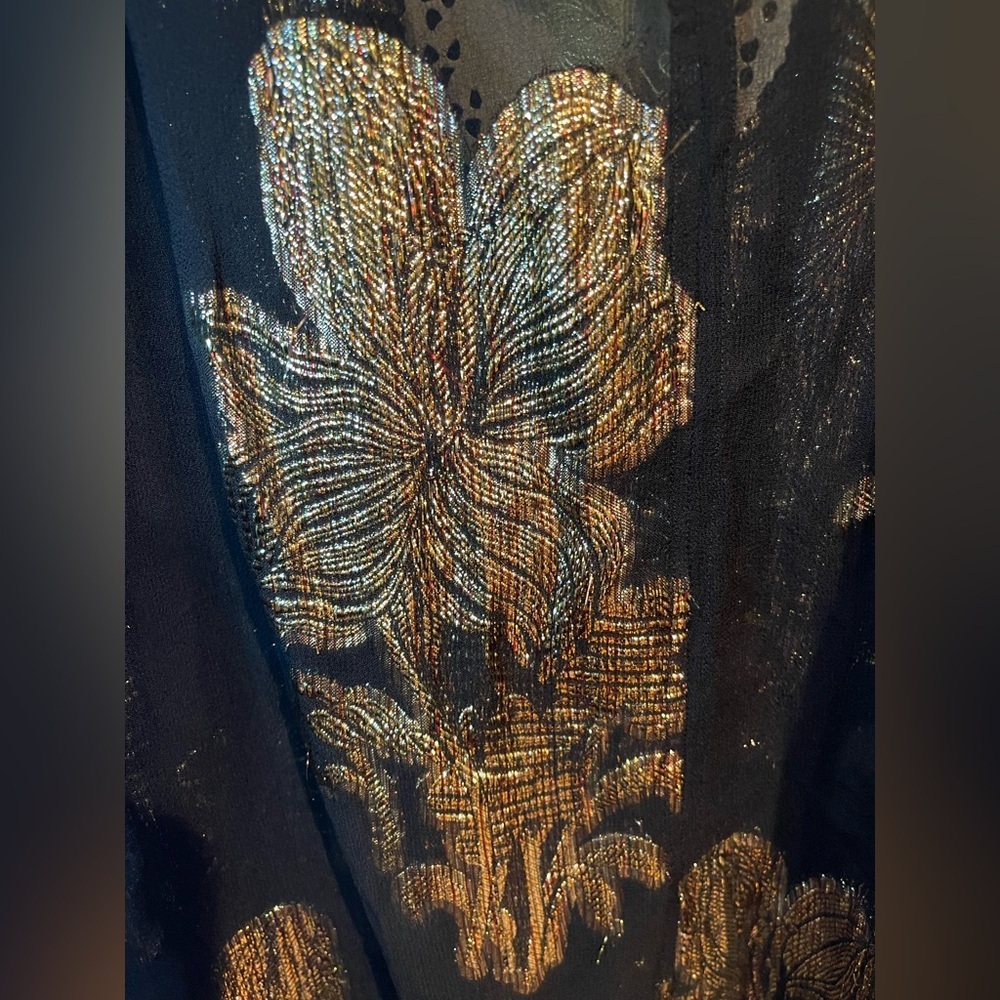 Muche et Muchette Black and Gold Floral Blouse O/S - Picture 2 of 7